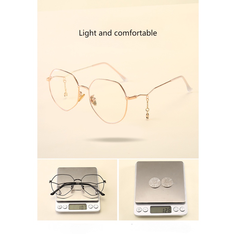 Kacamata Vintage Frame Metal Asimetris Dengan Liontin Bintang Untuk Wanita