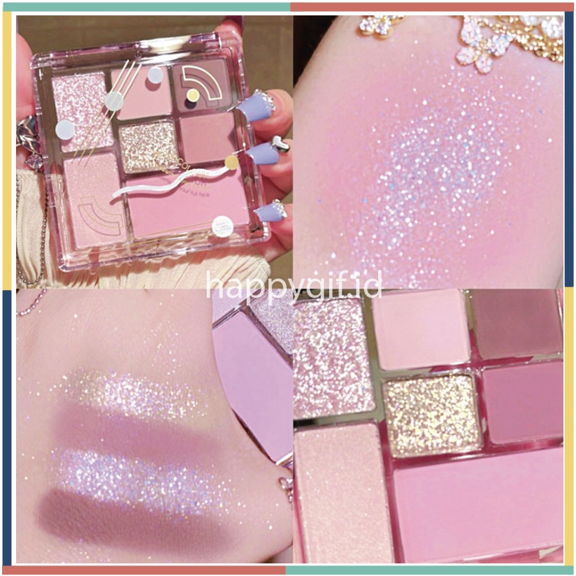 DIKALU Purple Matte Korean Eyeshadow 7 Colors Glitter Palette Smokey Pigmented XX067