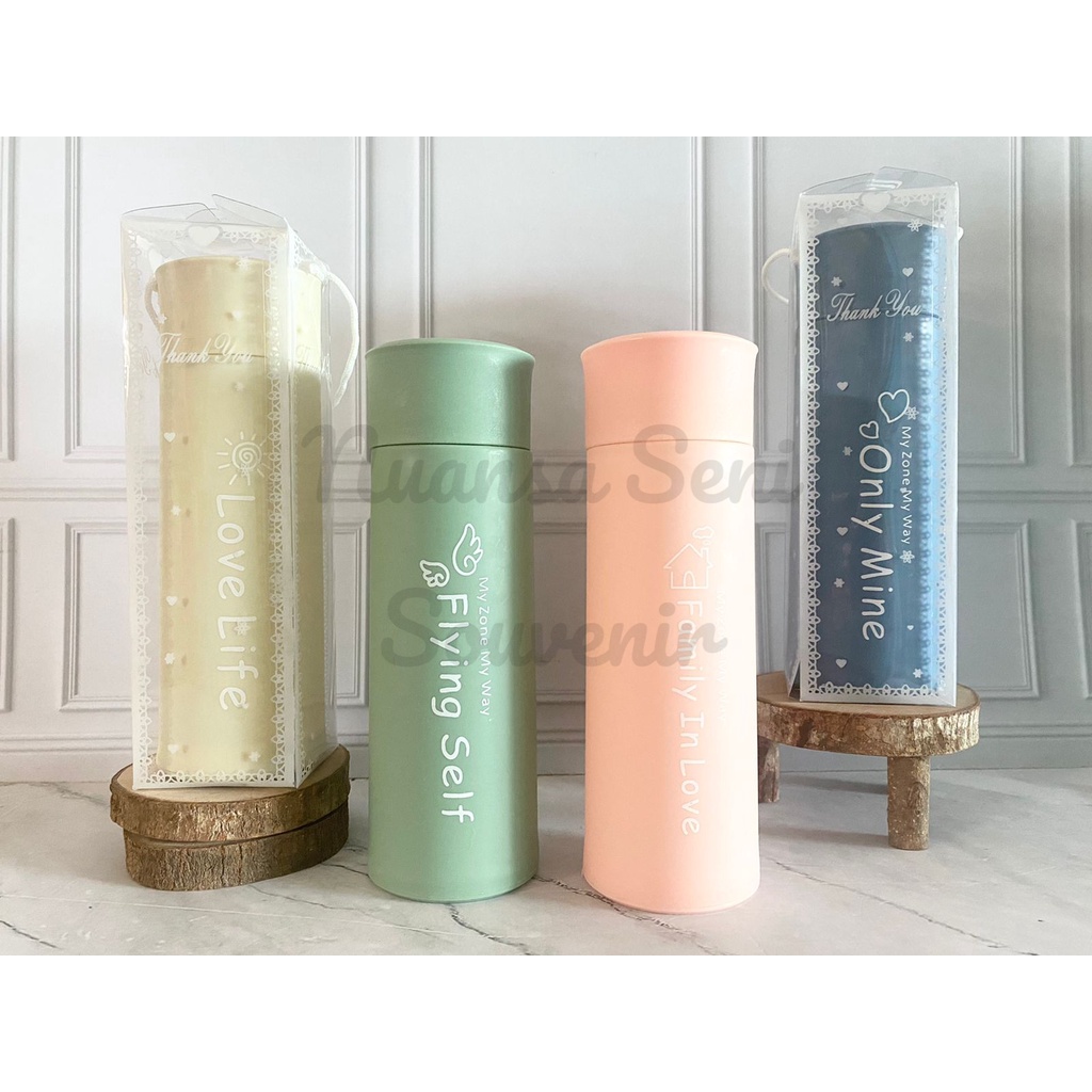 Souvenir Botol Travel Minum Botol Kaca My Zone My Way 400ml Tumbler Warna Cover Plastik Motif