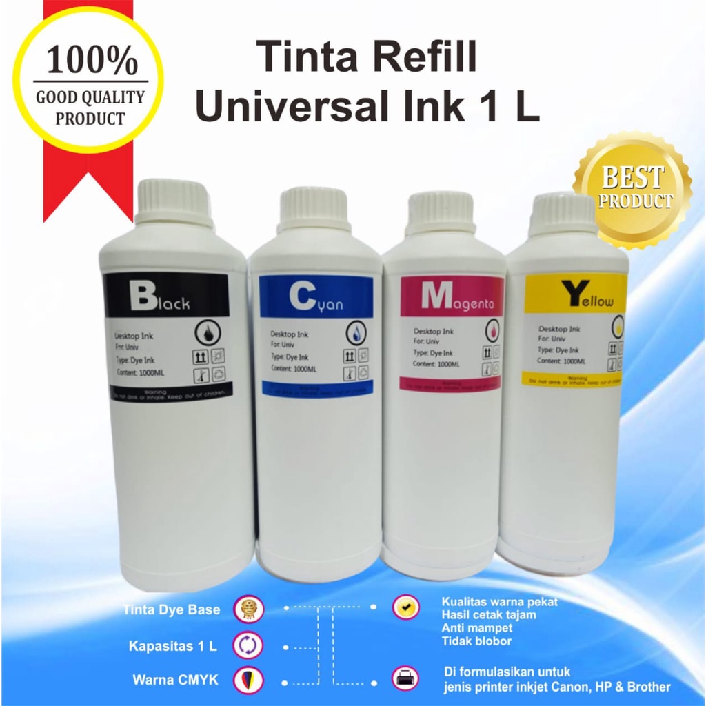 Tinta Refill 1 Liter Printer Canon HP Epson Tinta Refill Universal