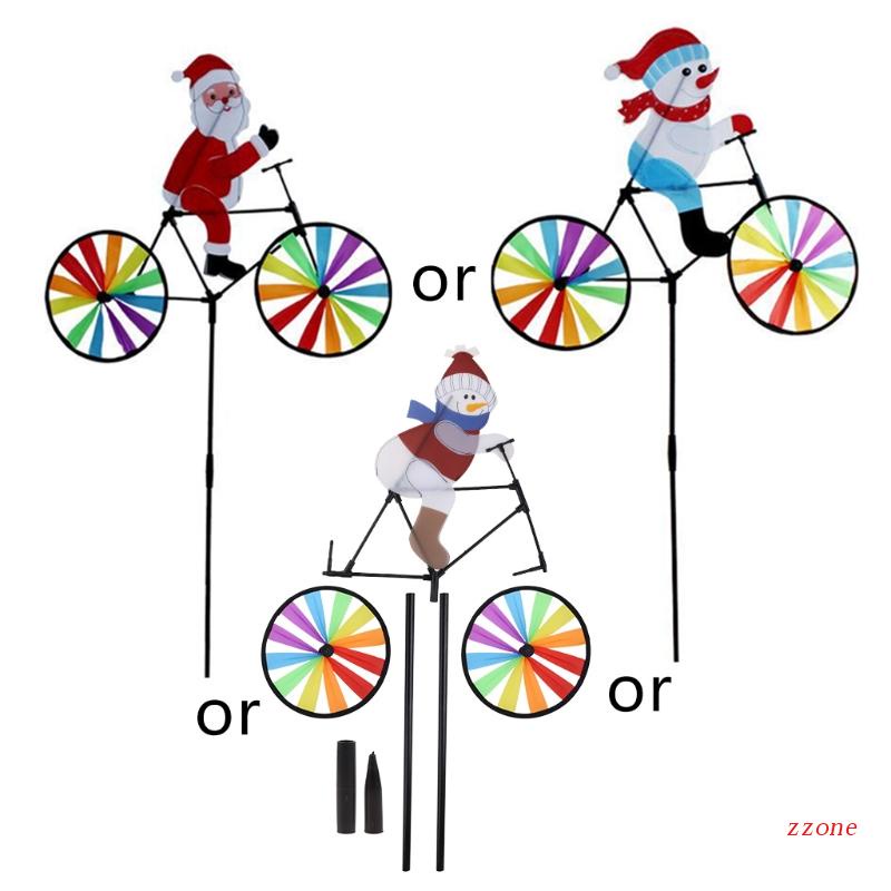 Zzz Mainan Kincir Angin Bentuk Snowman / Santa Claus / Sepeda 3D Untuk Dekorasi Taman
