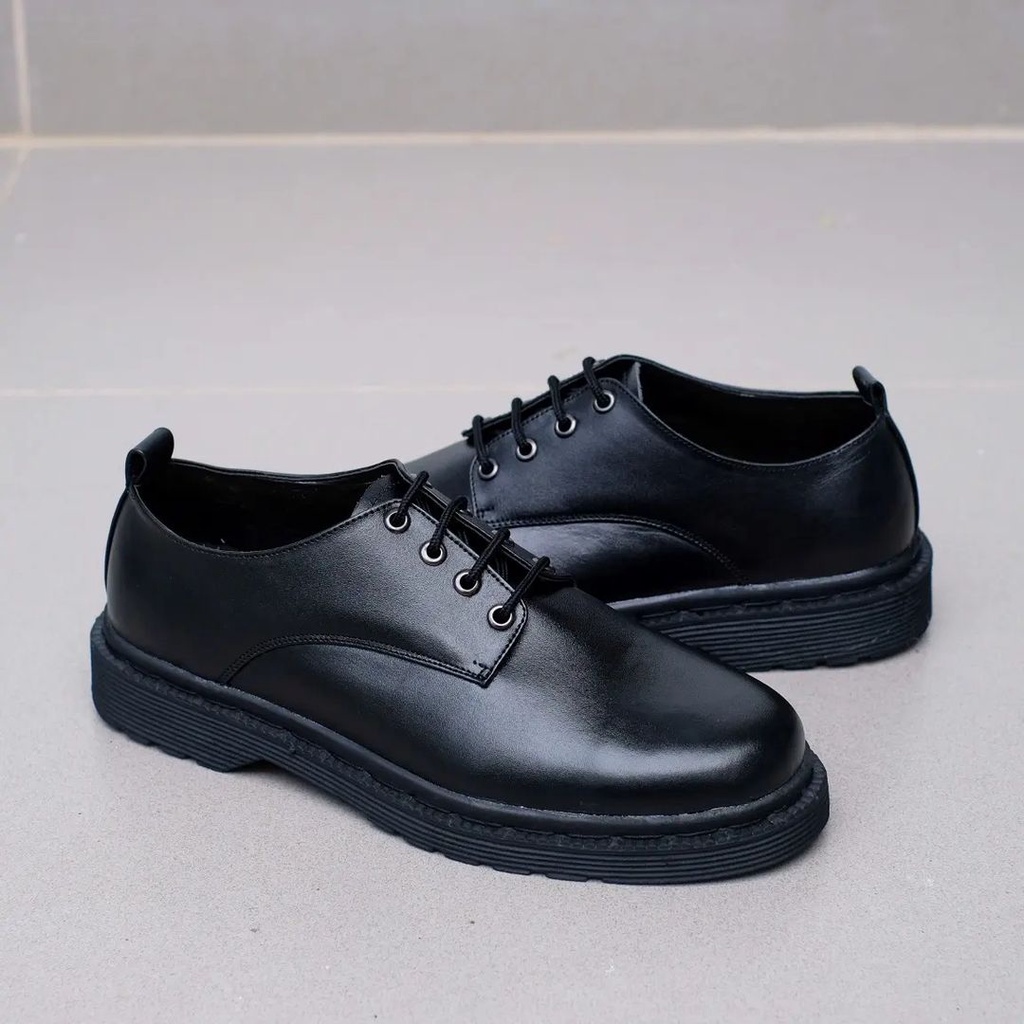 SEPATU KULIT - AZCOST FOOTWEAR BILSON FULL BLACK ORIGINAL