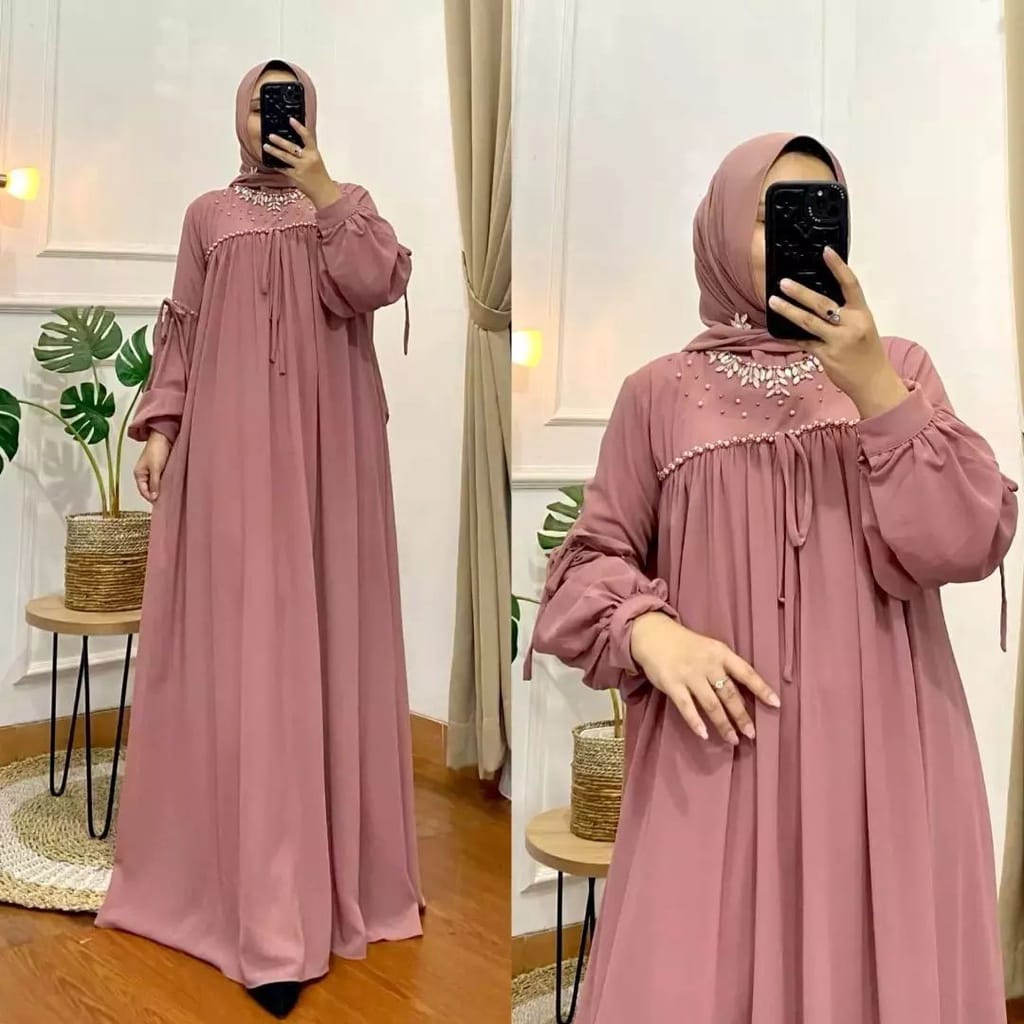 Gamis Wanita Terbaru 2022 Berliana Maxy Dress Kondangan Bridesmaid Fashion Muslim Ceruty Babydoll Gamis Pesta Mewah Elegan