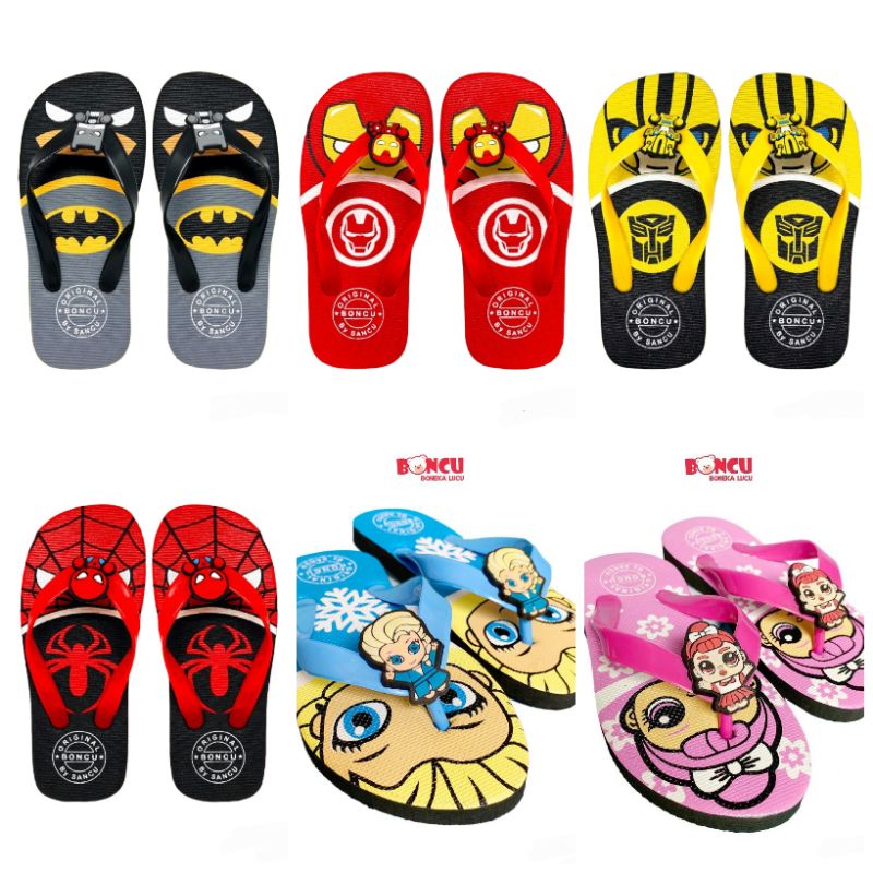 SANDAL JEPIT ANAK LAKI LAKI / PEREMPUAN CEWEK / COWOK KEREN SENDAL KARAKTER LUCU SUPERHERO SEPIDERMA