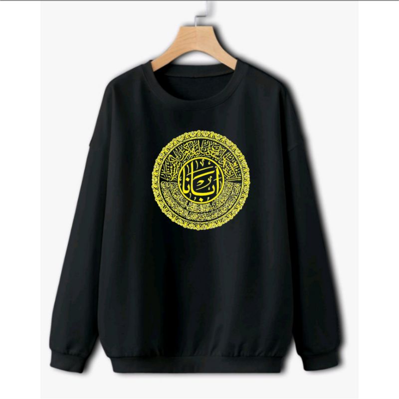 Sweater Distro Kaligrafi Arab "Doa Bapa Kami" /Baby Terry Lengan Panjang XL