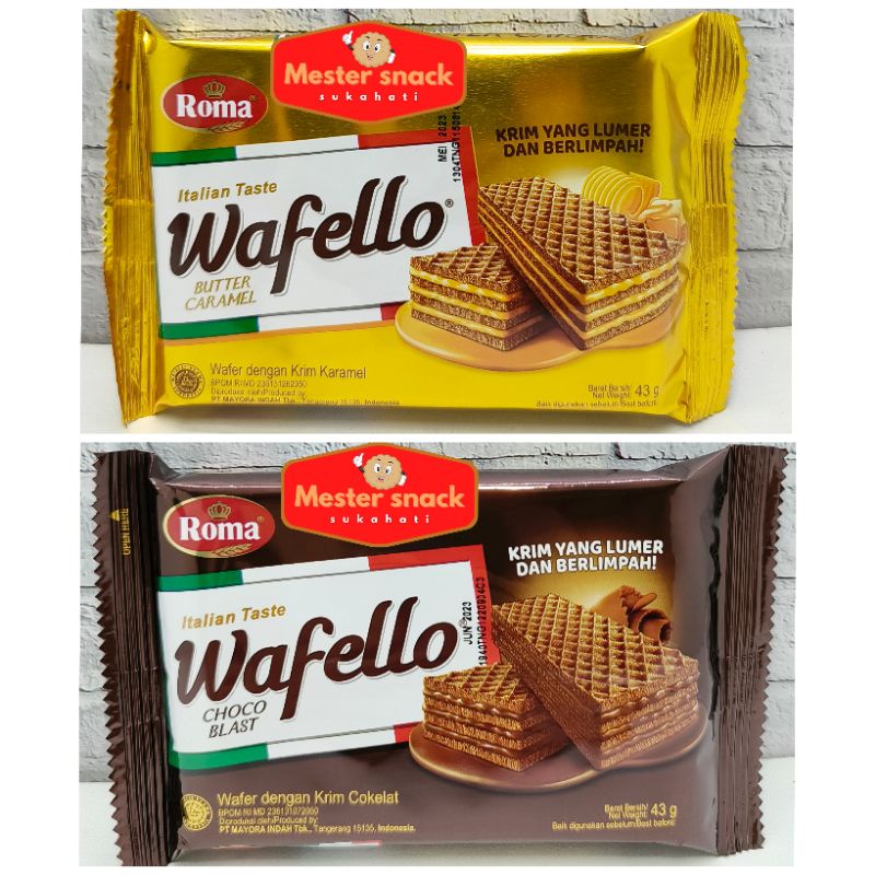 Roma Wafello 36 gram | Wafello Wafer | Wafello Renceng | Wafello Coklat | Wafello Karamel