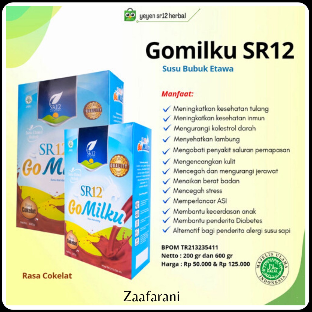 

SUSU COKLAT BUBUK KAMBING ETAWA GOMILKU SR12 BPOM & HALAL MUI