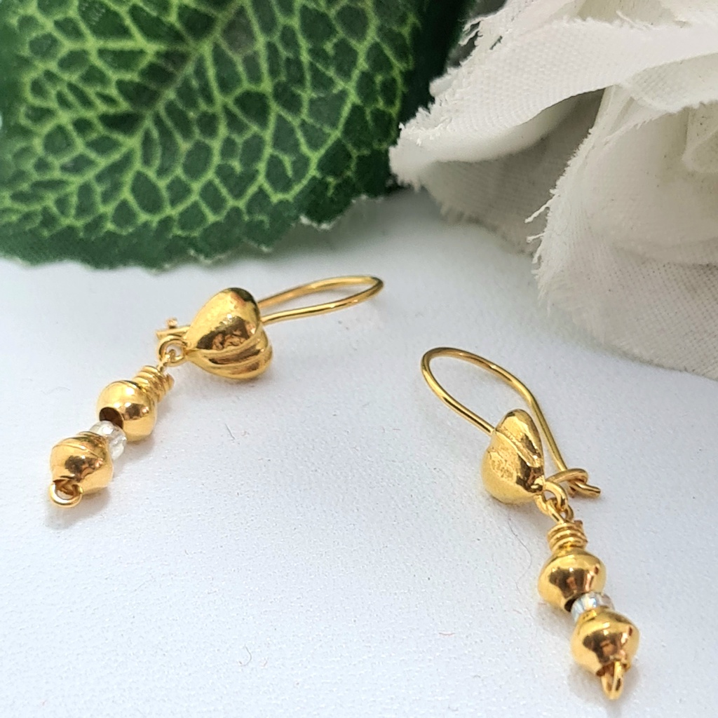 Anting Kait Emas Muda Bandul Bola 2 Putih