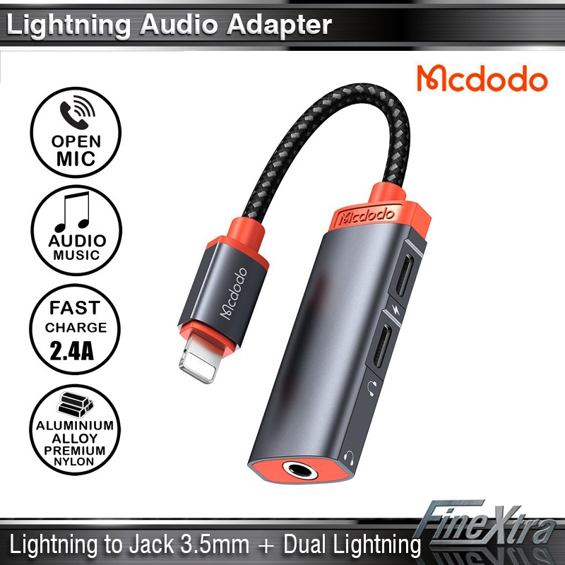 MCDODO Converter iPhone To Jack 3.5MM + Dual Lightning CA-0950