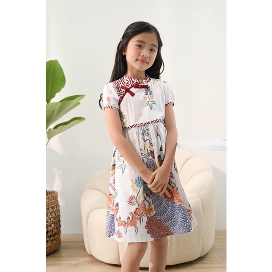 Baju batik anak modern / Dress batik anak cewek / Kemeja batik anak cowok / dress imlek anak whiteli