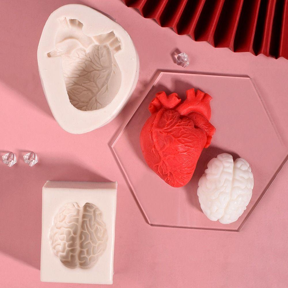 Solighter Halloween Brain Heart Fondant Retro Hias Drip Mold Cetakan Silikon