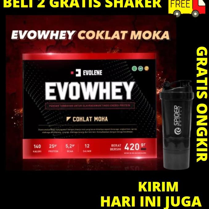 BAYAR DITEMPAT✔️EVOWHEY 12 SACHET EVOLENE PROTEIN 420 GRAM 420 GR BPOM MOKA MOCCA HALAL MUI SUPLEMEN