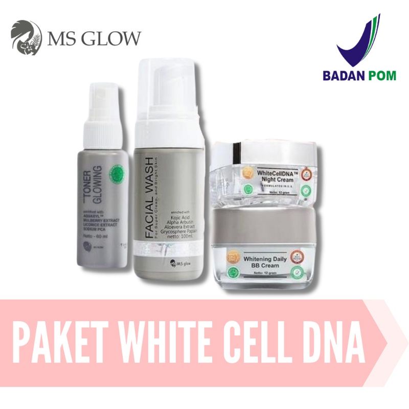 PAKET WAJAH WHITE CELL DNA MS GLOW ORIGINAL (SUDAH BER BARCODE)