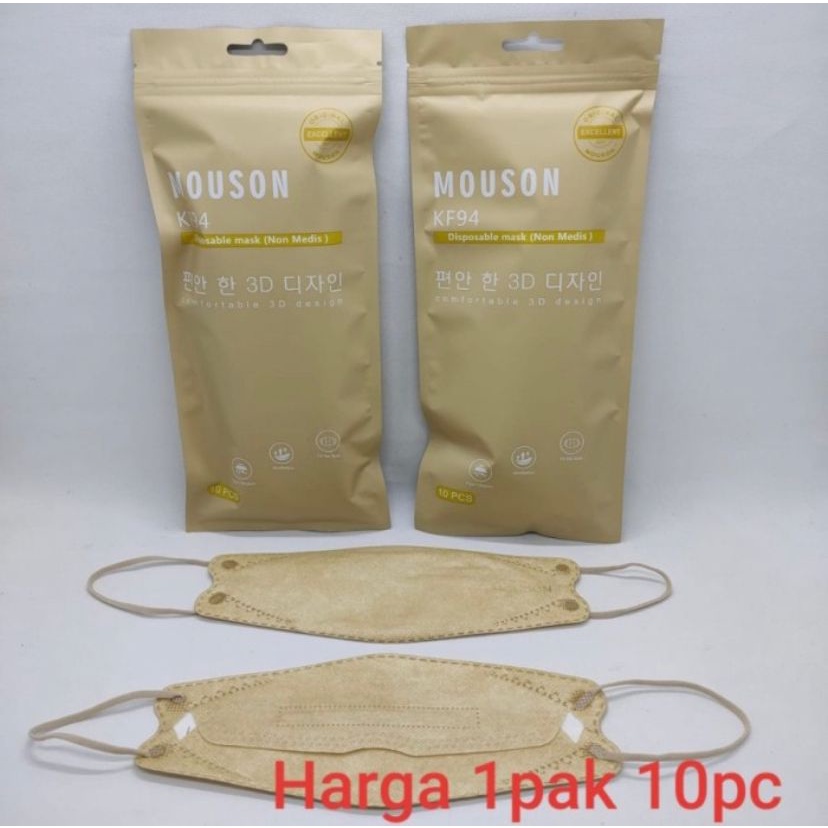 Masker Mouson KF94 Warna Hitam Putih Abu Biru Merah Love Careion