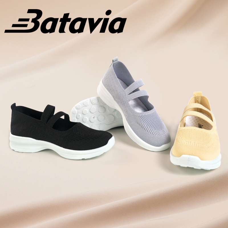 （COD）Batavia new fashion bernapas sepatu murah slip on sepatu wanita sepatu permium sepatu flat rajut A25