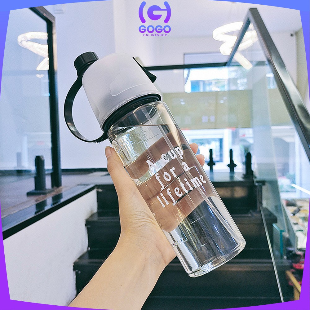 GOGO-C730 Botol Minum Semprot 600ML Tumbler Minum Sport Spray Water Bottle Portable Botol Air Minum Sedotan Sprai