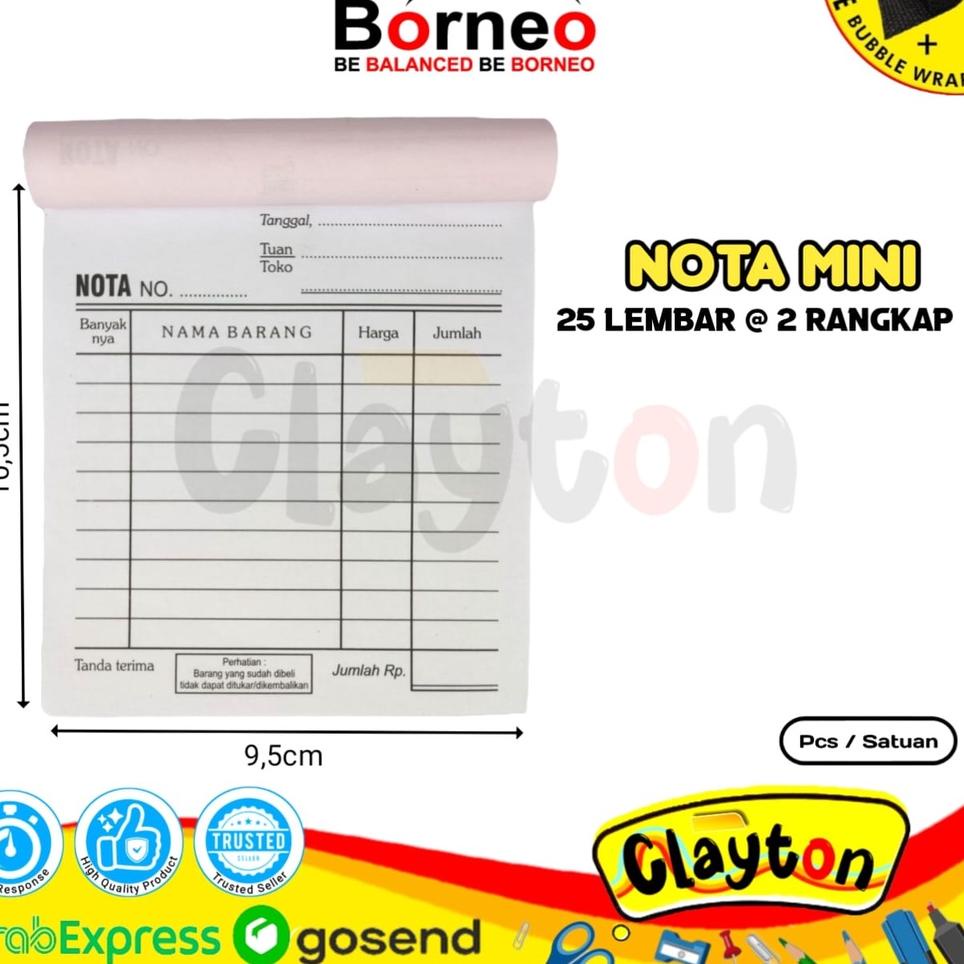 

PRODUCT TERLARIS Buku Nota Kontan Borneo Kecil 2 Ply NCR / Nota Kontan 2 Rangkap Kecil / Nota Kontan Mini ❆ 855