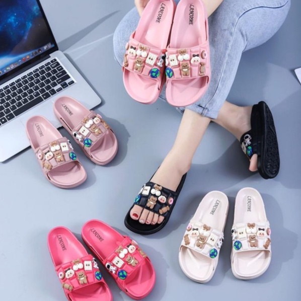 JIBBIT PIN KOREA - Sandal Wanita Sandal Selop Wanita Karet Sandal Karet Sandal Wanita Karakter Sandal Karet Jelly HSN106