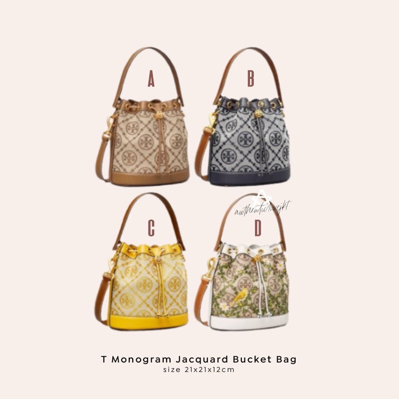 TB T MONOGRAM JACQUARD BUCKET BAG