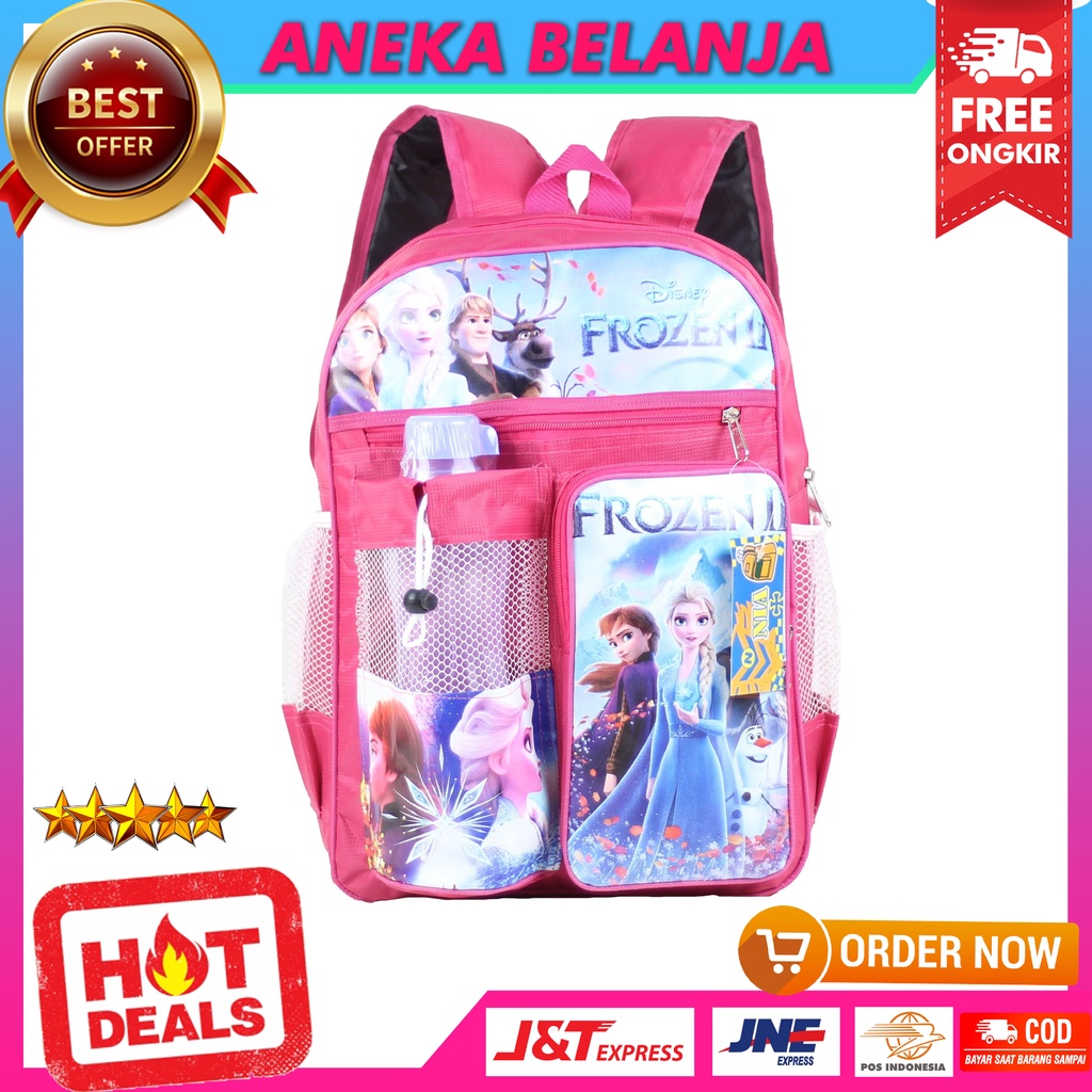 TAS RANSEL ANAK PEREMPUAN MOTIF FROZEN PINK TAS KARAKTER ANAK SEKOLAH TK SD MURAH MULTIFUNGSI