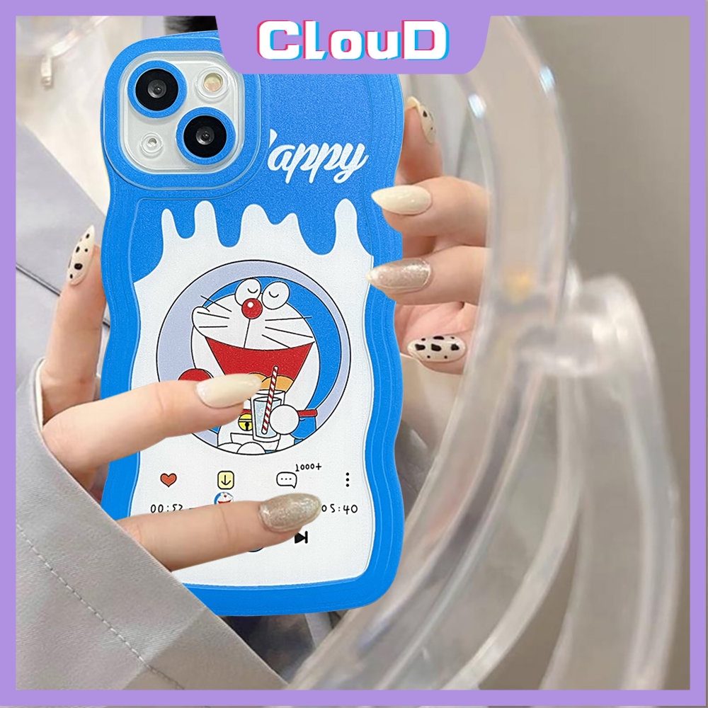 Soft Tpu Kartun Milk Tea Case Vivo Y22 Y75 Y15A Y12s Y25E Y16 Y11 V23E Y20 Y12 Y35 V20 Y12i Y91 Y91C Y21 V21 Y1s Y55 Y15s Y15 Y30 Y21s Y17 Y33s T1 Wavy Edge Cute Doreamon Cover