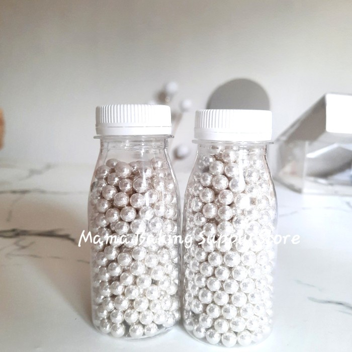

Edible Sprinkle Ball PEARL SILVER Mutiara -+5 mm Topping Decor -+100 g