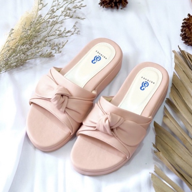 [SIAP KIRIM] BRShoes88 Pink Slip Sandal Flat Wanita