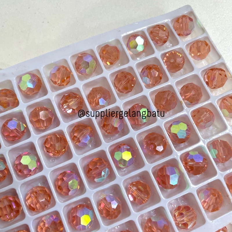 BOUTIQUE CRYSTAL PEACH PINK 8MM KUALITAS PREMIUM mirip preciosa swarovski