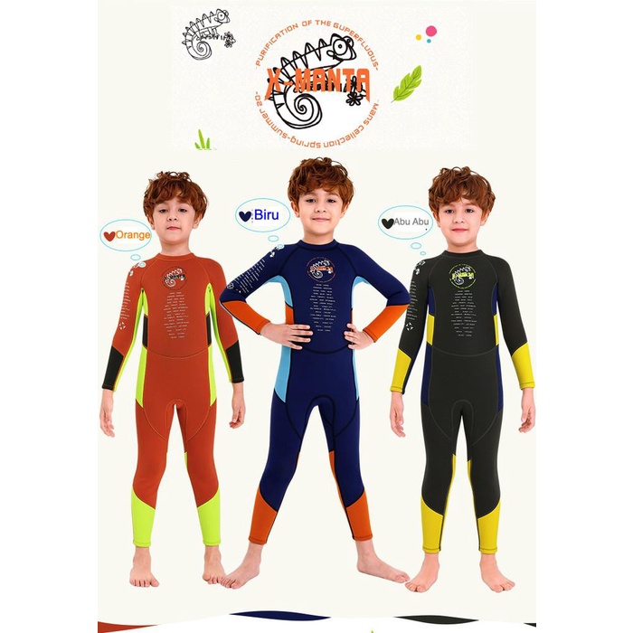 Baju Renang Anak 2.5 MM neoprene Dive & Sail Wetsuit Dino Diving Boy