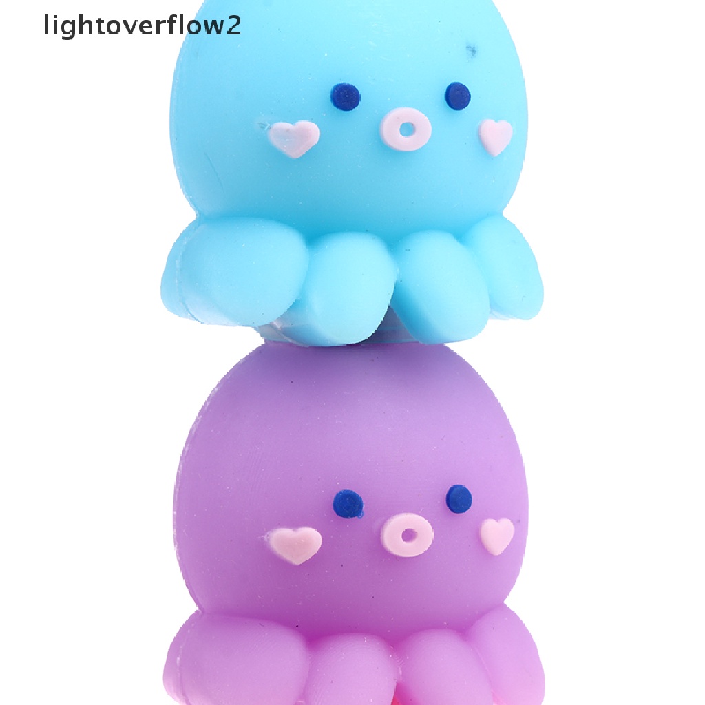 (lightoverflow2) Pulpen 6 Warna Fluorescent Bentuk Gurita Bahan Silikon Untuk Hadiah