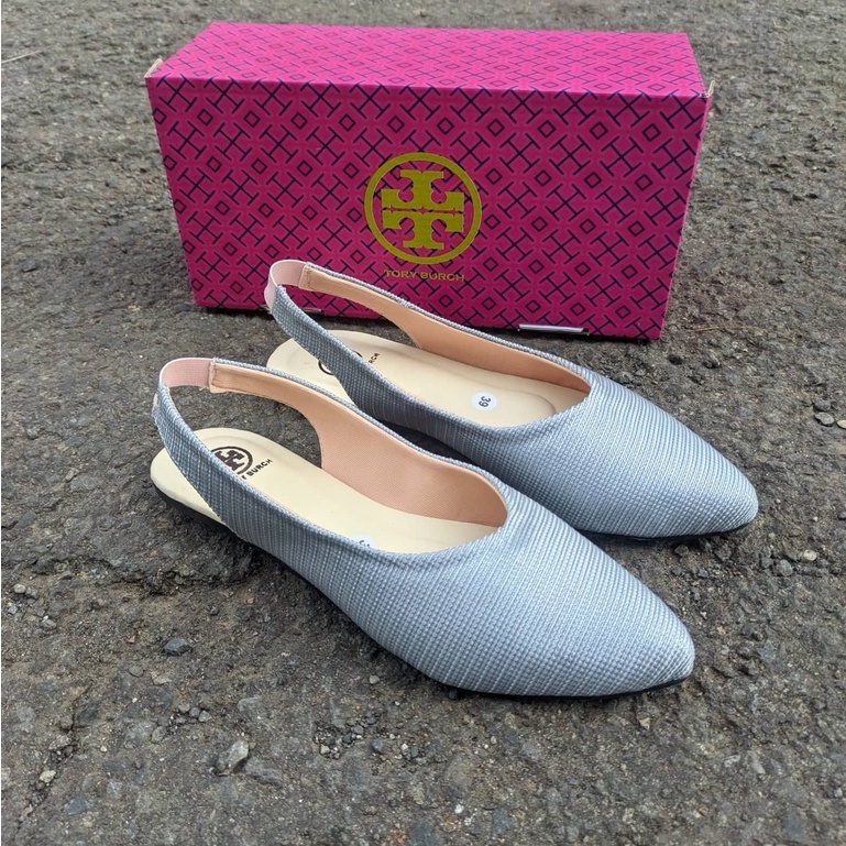 Tory Mules Stiletto - Sepatu Flat Shoes Wanita Terbaru Flat Tali Polos Cewek Kekinian Kerja Flatshoes Pesta Murah Best Seller