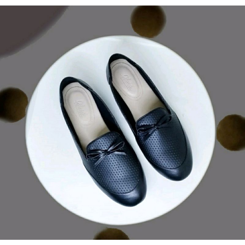 Sepatu Flatshoes Pita Kulit Ukuran Besar 41.45 Flat Wanita BIG size JUMBO Hitam Formal / Sepatu Kerja Sekolah Oversize