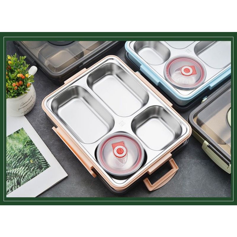 Jual Kotak Makan 4 SEKAT / Lunch Box Stainless Tahan Panas Dan Anti