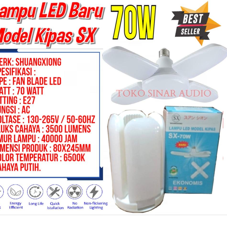 Viral Lampu LED SX Model Kipas 4 Baling - Lampu LED - Lampu Kipas 70 Watt ShuangXiong
