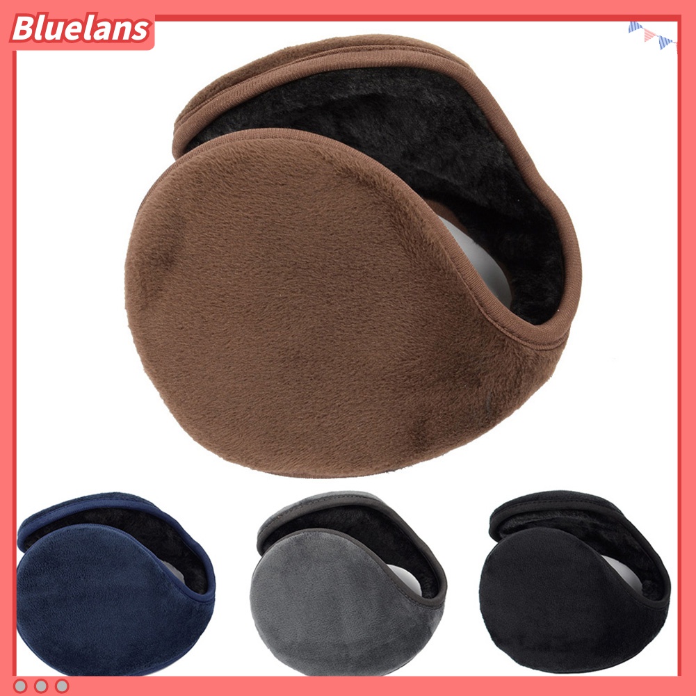 Bluelans Penutup Telinga Pria / Wanita Bahan Plush Tebal Lembut Hangat Warna Polos Untuk Musim Dingin