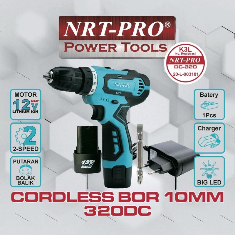 Jual Mesin Bor Baterai V Nrt Pro Dc Cordless Drill Bor Tanpa Kabel Shopee Indonesia