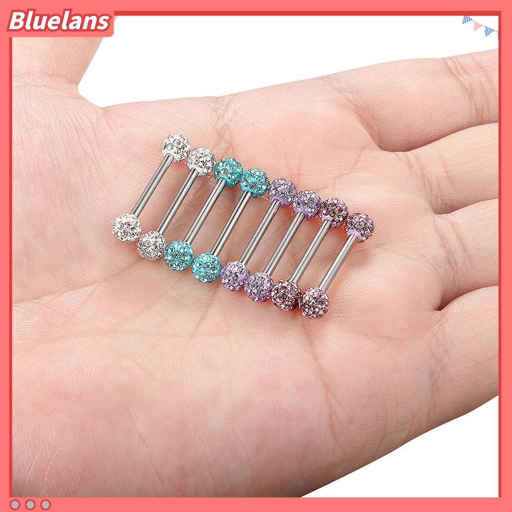 Bluelans Women Rhinestone Tongue Nose Nipple Ring Stud Earrings Body Piercing Jewelry
