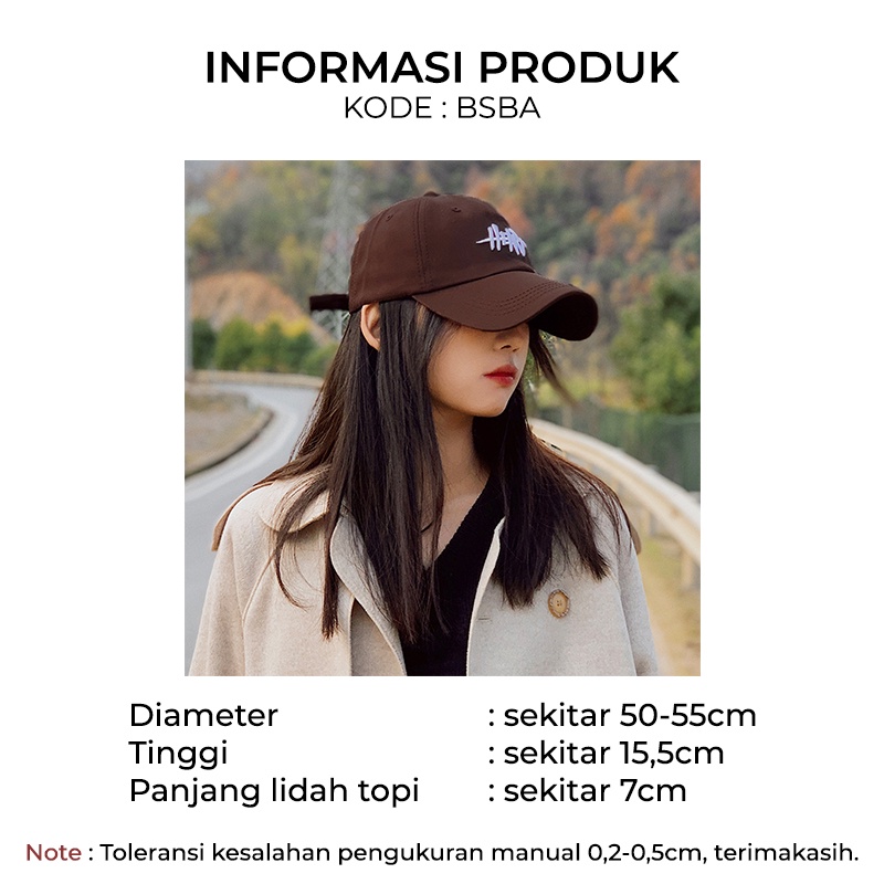 Topi Pria Wanita Baseball HEART Bordir Aksesoris Fashion Casual Cap High Quality Import BSBA