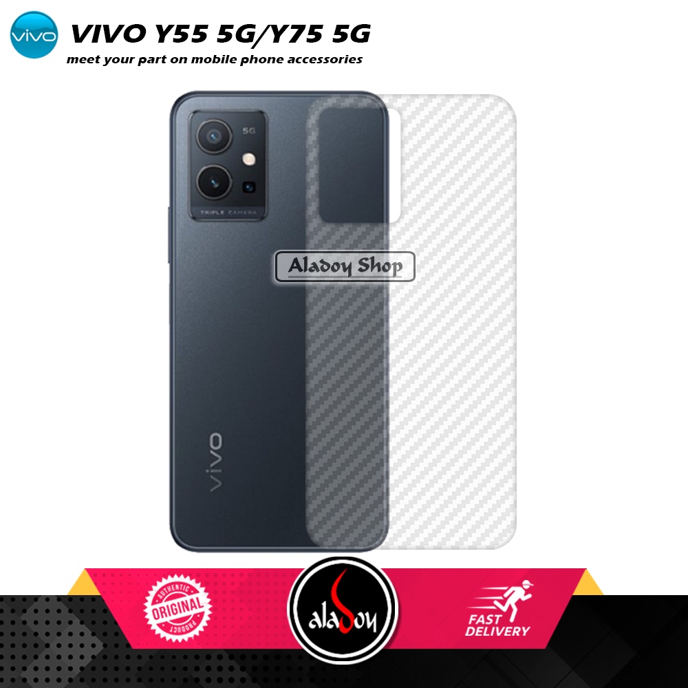 PROMO 3 IN 1 PAKET Tempered Glass Vivo Y55 5G/Y75 5G Free Tempered Glass Camera dan Skin Carbon