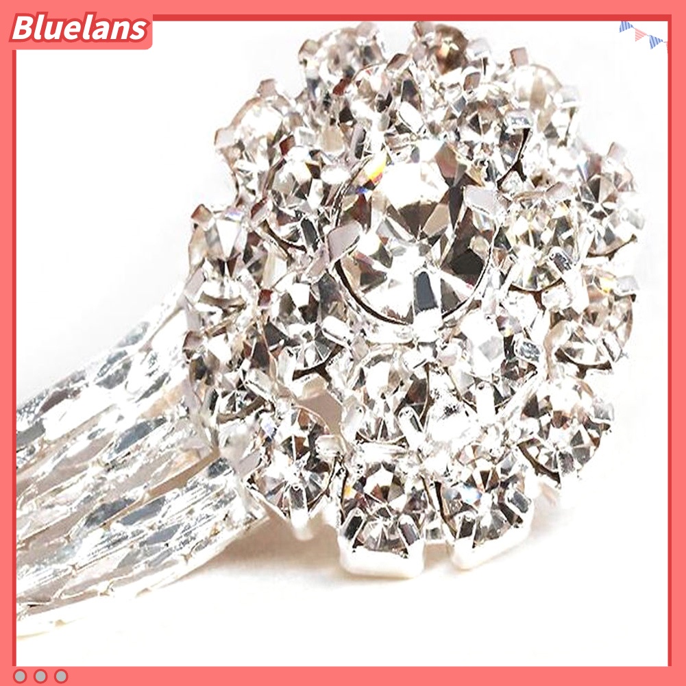 Bluelans Anting Tusuk Gantung Rumbai Panjang Hias Berlian Imitasi Untuk Pengantin Wanita