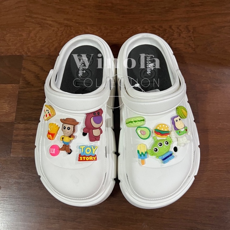 Sandal Wanita Viral EVA Classic Crocs Fuji Baim Platform Jibbitz Toy Story &amp; Melody Slip On Import Korean Winola Collection WNL 9008