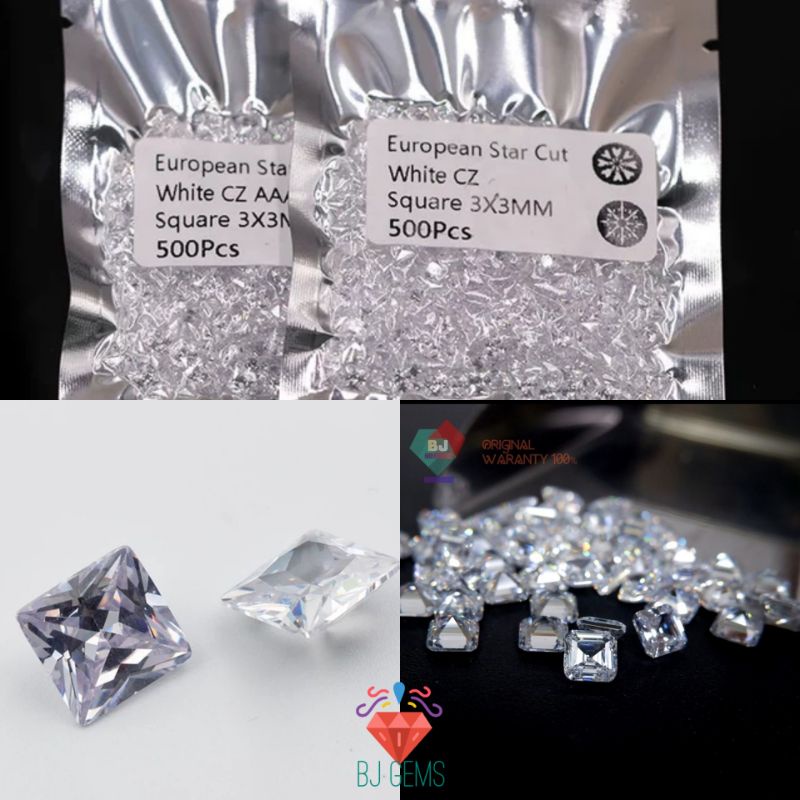 Fancy Persegi Cubic Zirconia 100pcs / Pack A5 Quality Ori