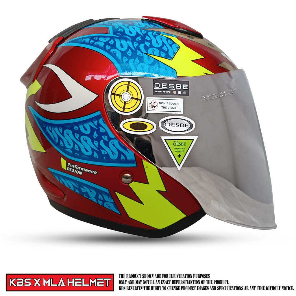 HELM HALF FACE KBS MLA DJ MARU MOTIF SOLID KACA SINGLE VISOR SILVER UNTUK PRIA DAN WANITA DEWASA COD