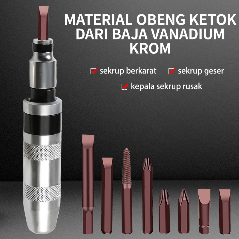 ISKU Obeng ketok set 13pcs Obeng getok putar set S2 Drill bit bahan non-karat Impact screwdriver set Box besi