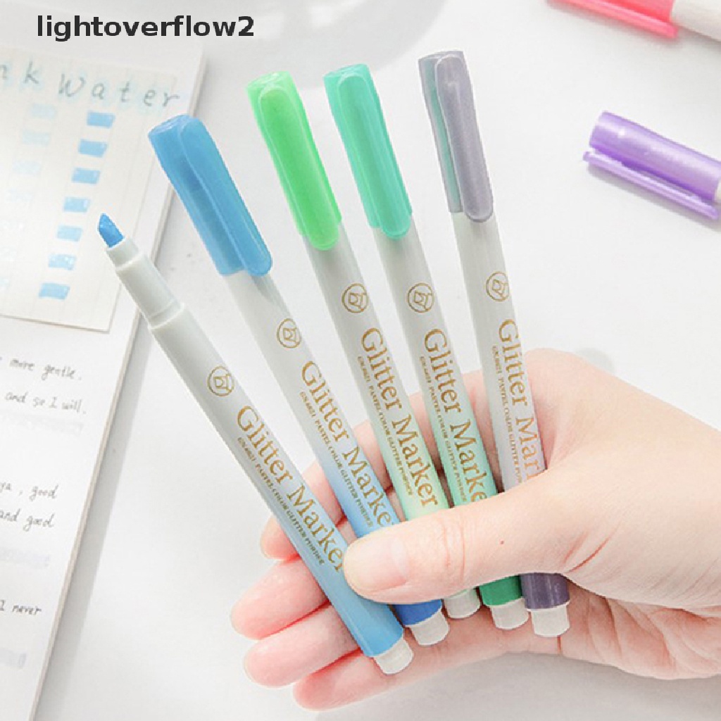 (lightoverflow2) 1pc Spidol Highlighter Warna Pastel Glitter Untuk Scrapbook