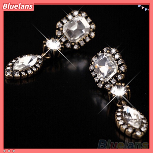 Anting Stud Dangle Berlian Imitasi Bentuk Bulat Marquise Cut Untuk Wanita