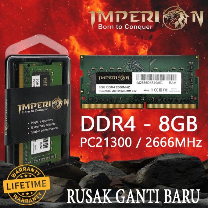 RAM IMPERION DDR4 8GB 2666 MHz PC21300 RAM LAPTOP SODIMM GARANSI RESMI