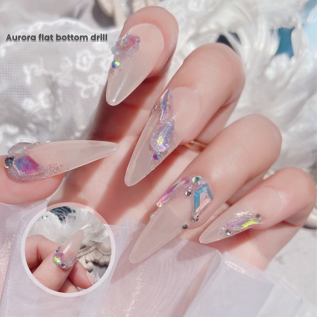 【 COD 】12set&amp;Bungkusan Hiasan Kuku Bentuk Love/Crystal/Bulat/ Mixed Decorations Potongan Batu Nail Art