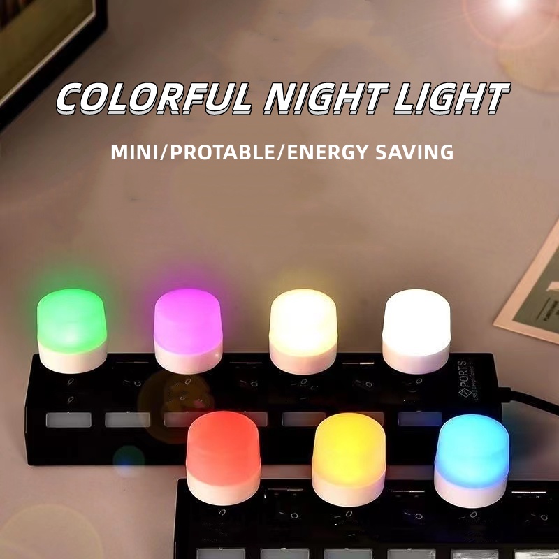 New! 2in1 Charger+Light Lampu LED USB Mini Night Light Lampu Baca Tidur Travel Portable Kecil Colorful LED