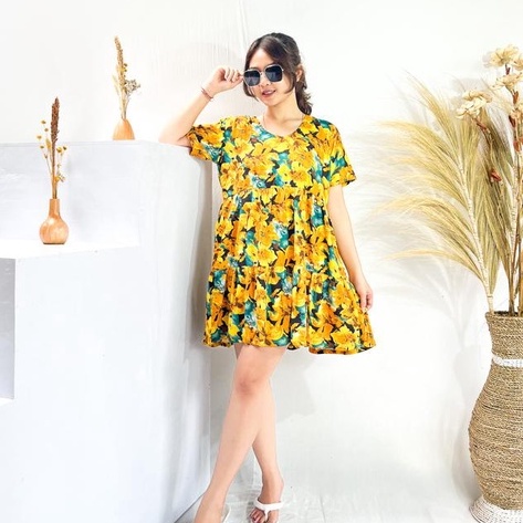 DRESS RUFFLE /DRESS BALI RAMPLE MOTIF KEKINIAN PREMIUM